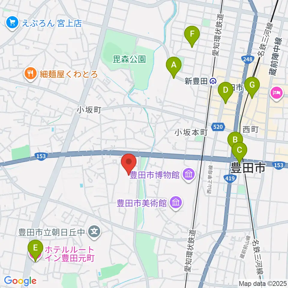 豊田市民文化会館周辺のホテル一覧地図