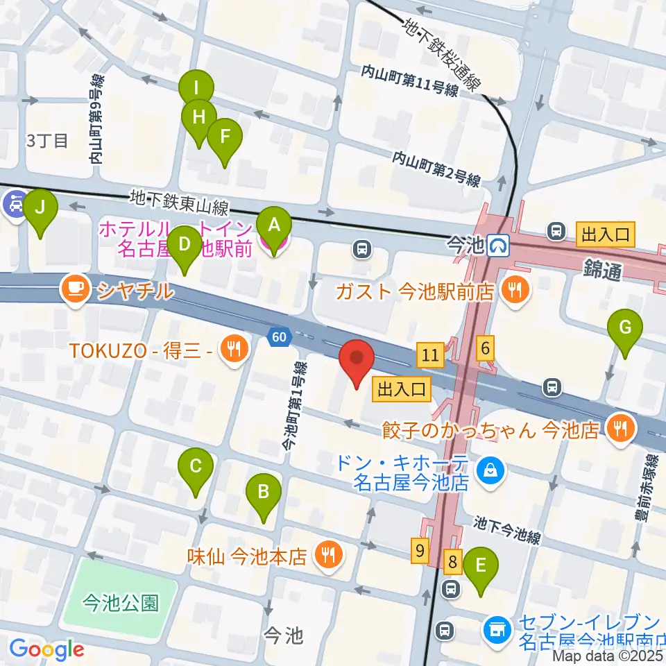 今池パラダイスカフェ21周辺のホテル一覧地図