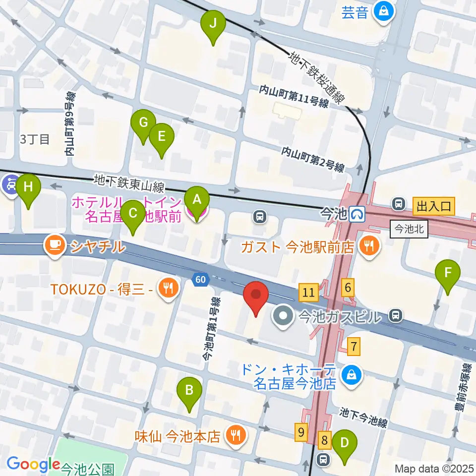 今池パラダイスカフェ21周辺のホテル一覧地図