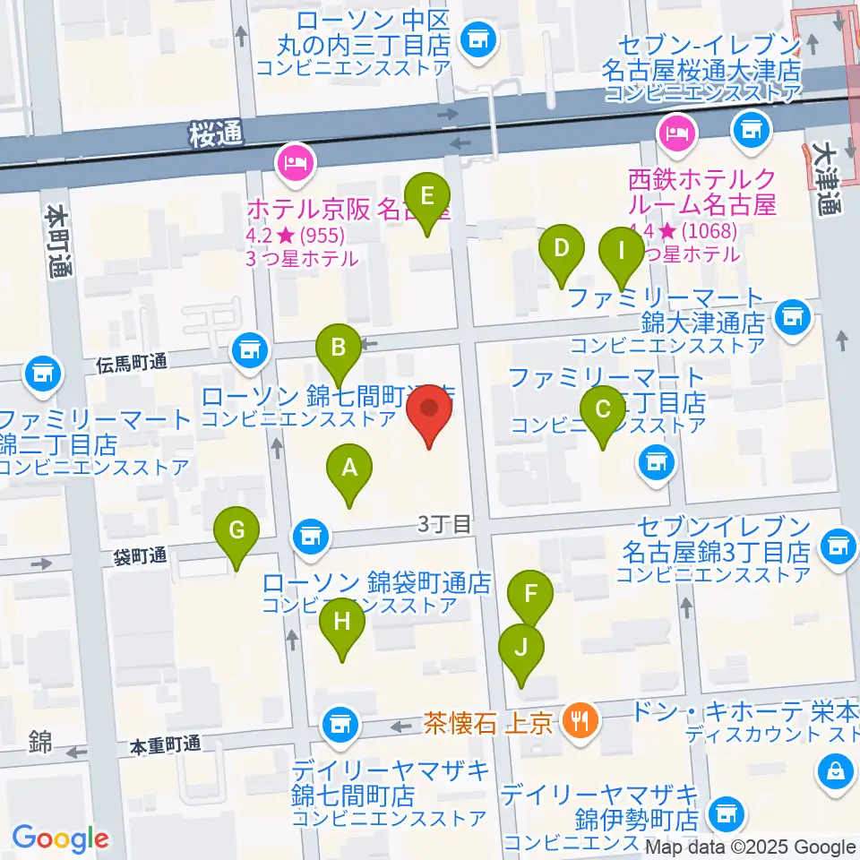 名古屋栄マイルス周辺のホテル一覧地図