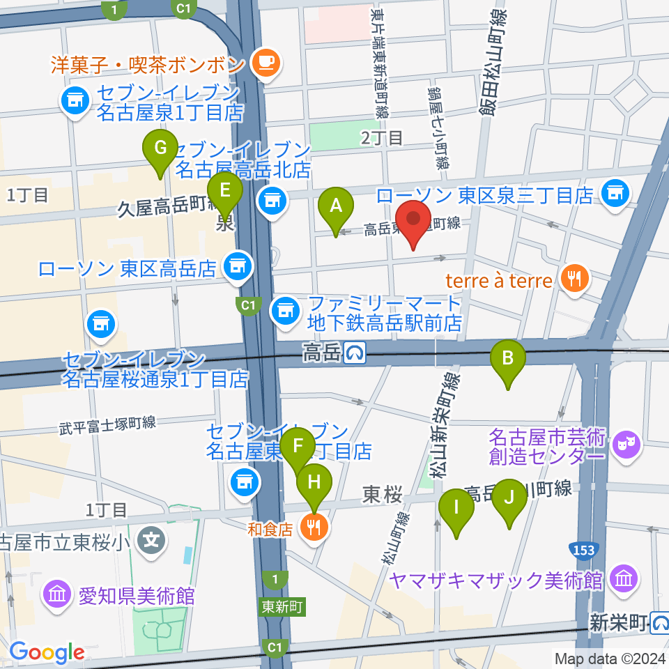 高岳Johnny周辺のホテル一覧地図