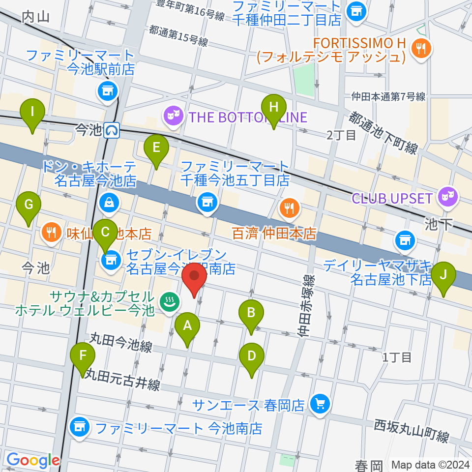 今池ハックフィン周辺のホテル一覧地図