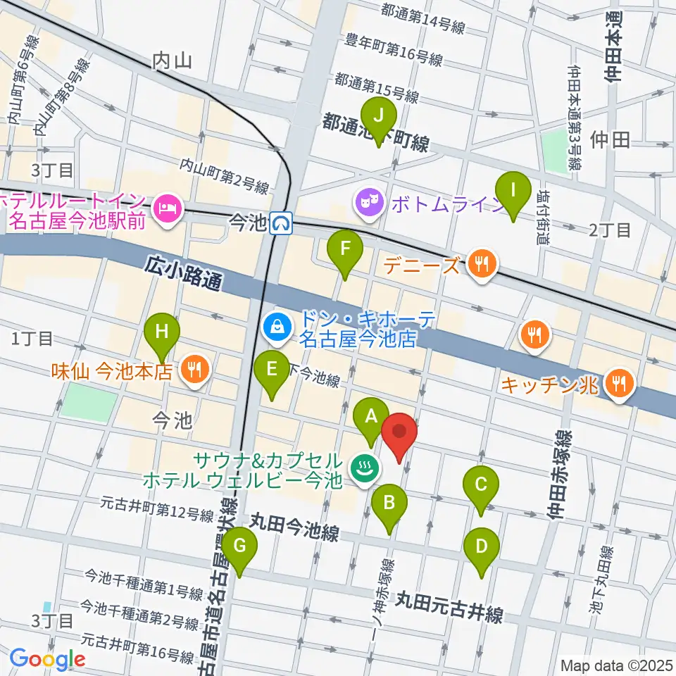 今池ハックフィン周辺のホテル一覧地図