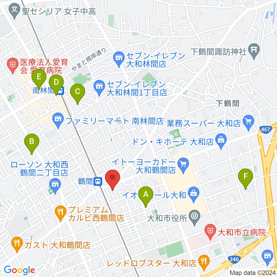 鶴間スタジオアジャ周辺のホテル一覧地図