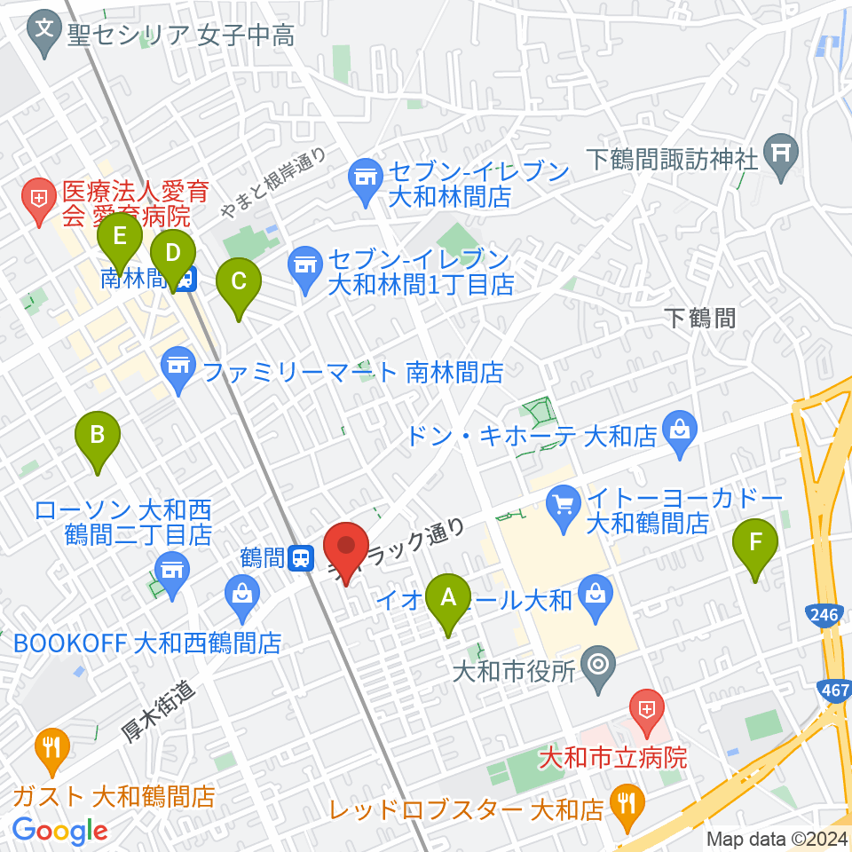 鶴間スタジオアジャ周辺のホテル一覧地図