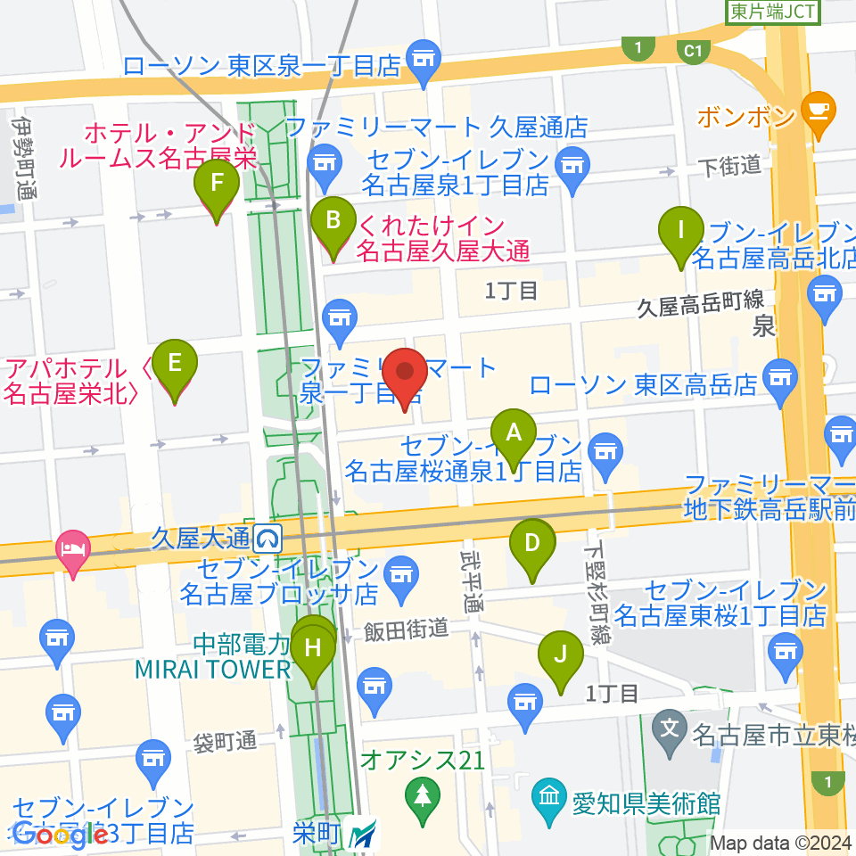 名古屋アンティークノエル周辺のホテル一覧地図