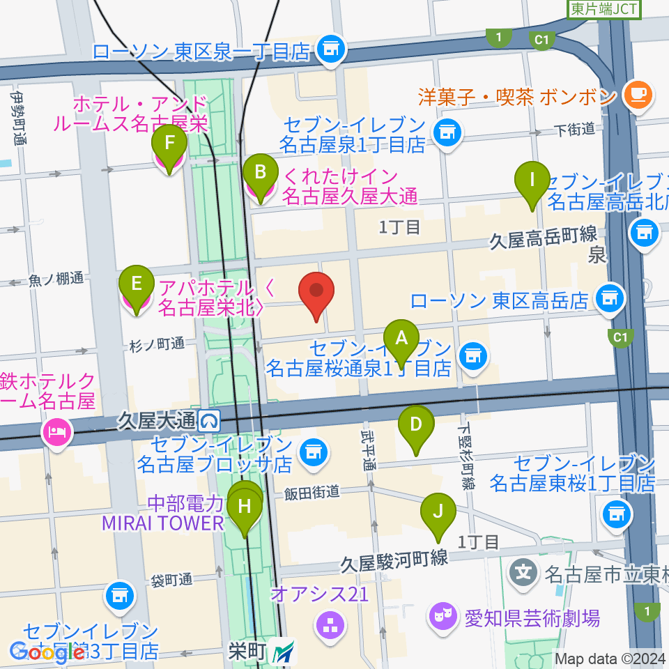 名古屋アンティークノエル周辺のホテル一覧地図