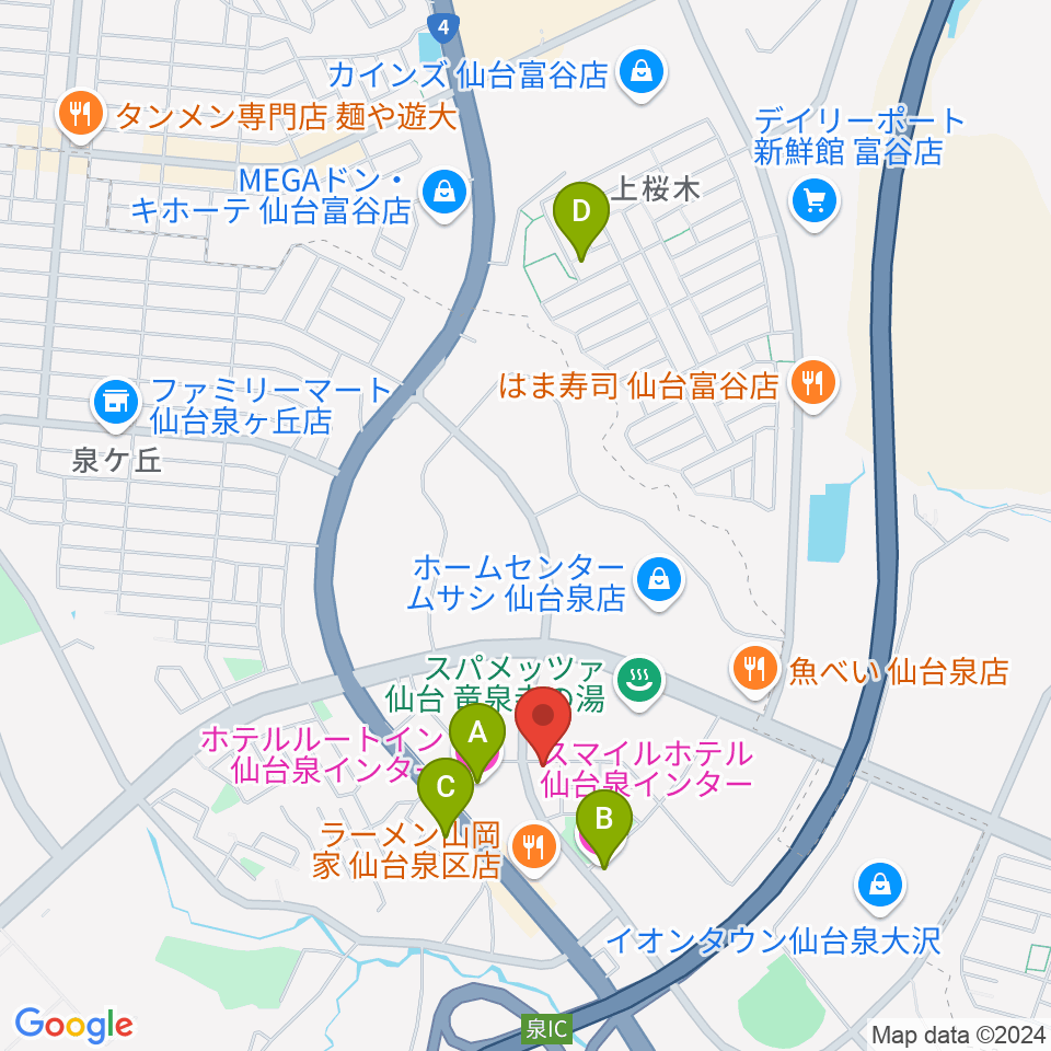 ミュージックサロンP+Luck（プラック）周辺のホテル一覧地図