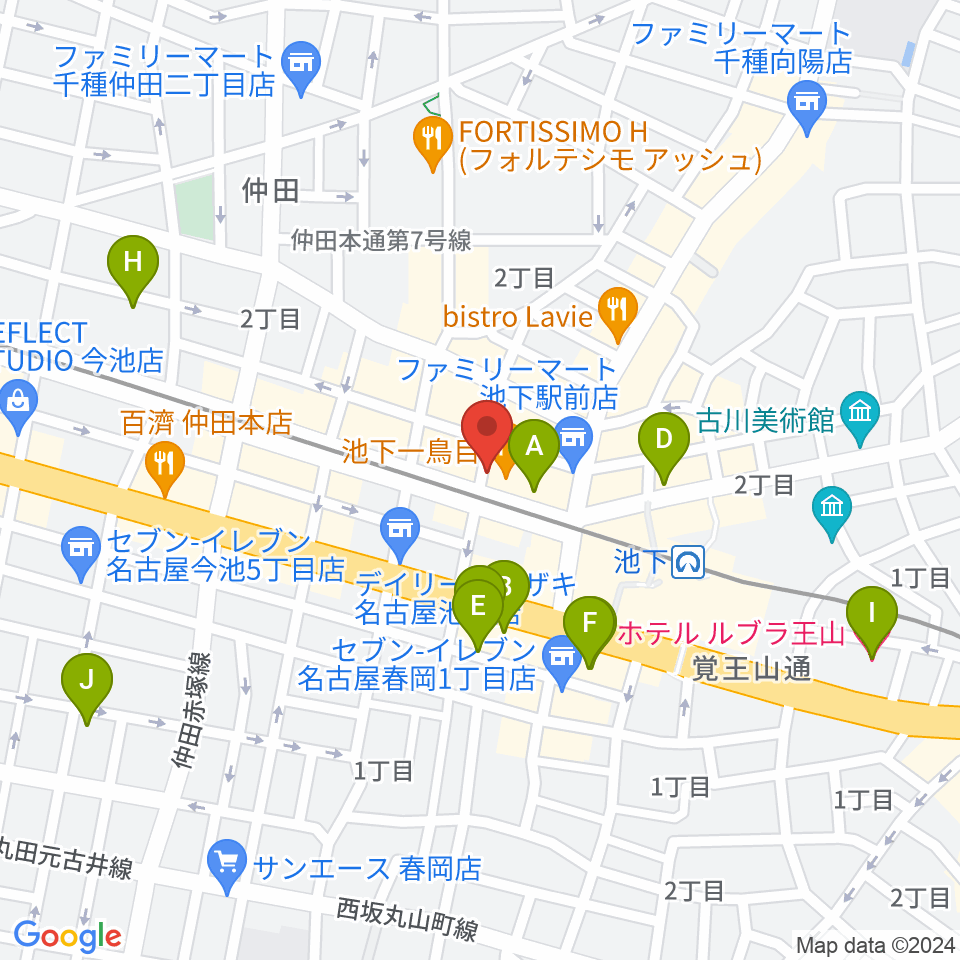 池下CLUB UPSET周辺のホテル一覧地図