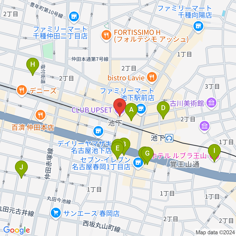 池下CLUB UPSET周辺のホテル一覧地図