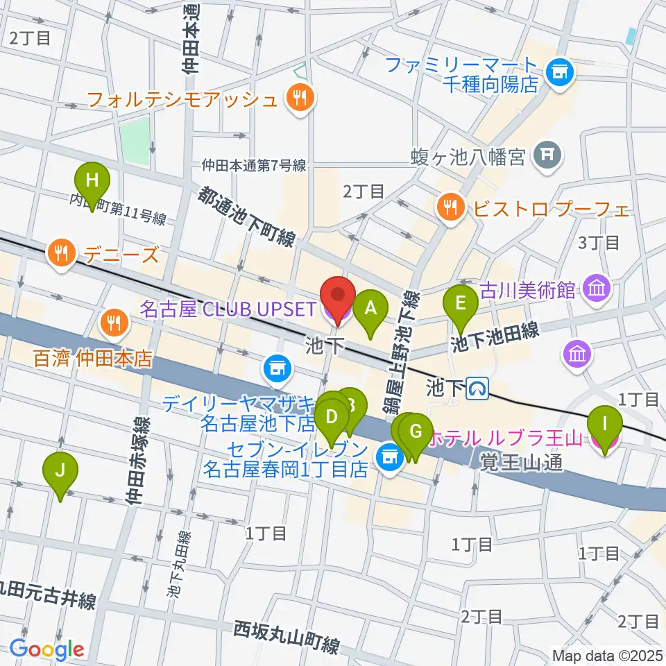 池下CLUB UPSET周辺のホテル一覧地図