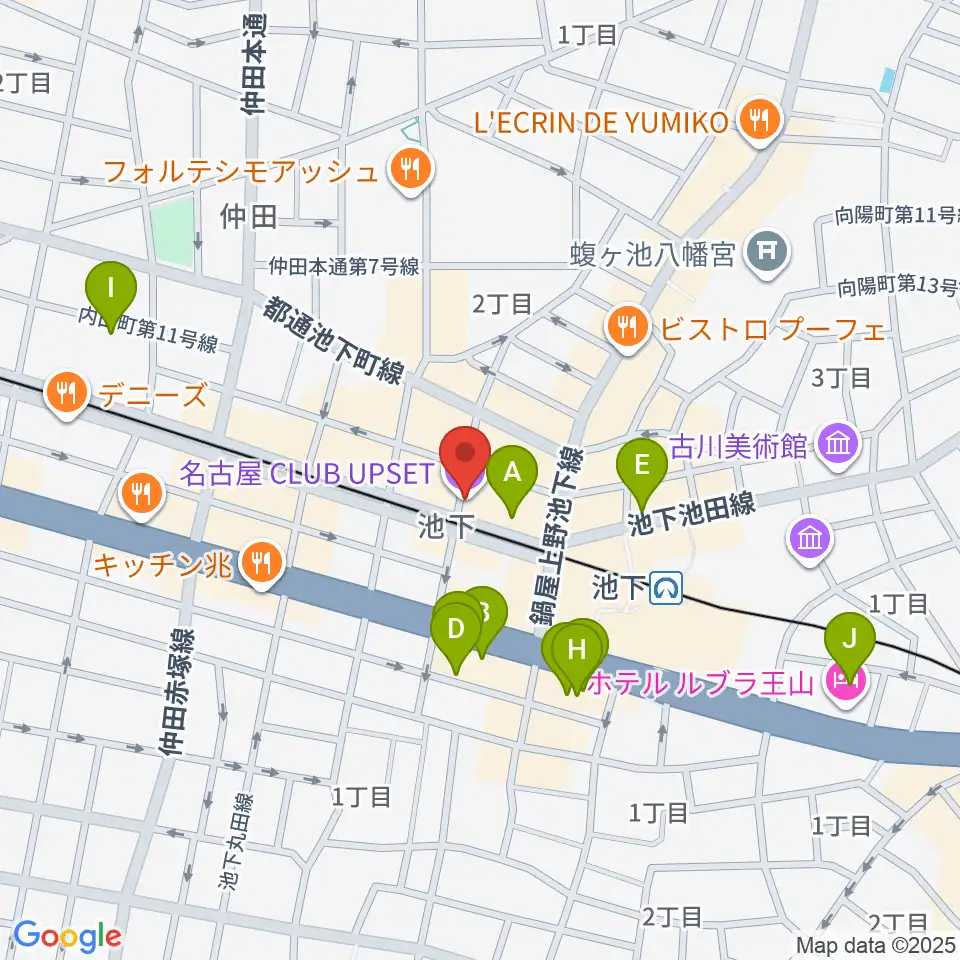 池下CLUB UPSET周辺のホテル一覧地図