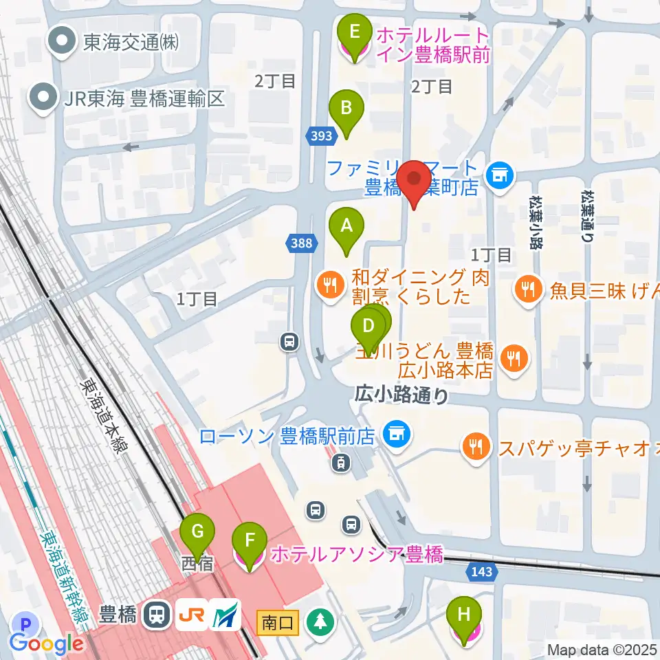 豊橋ハウスオブクレイジー周辺のホテル一覧地図