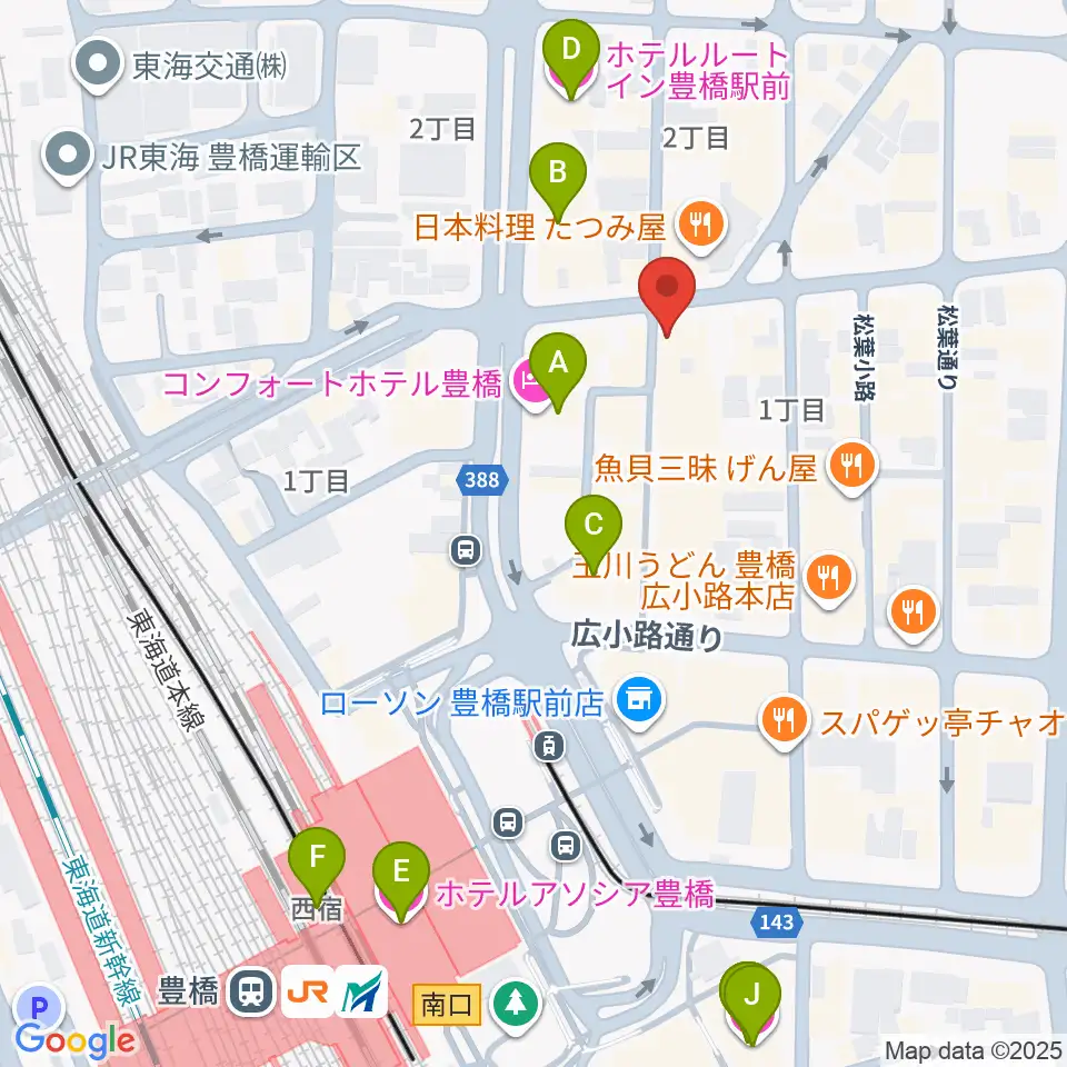 豊橋ハウスオブクレイジー周辺のホテル一覧地図