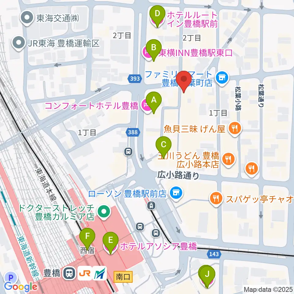 豊橋ハウスオブクレイジー周辺のホテル一覧地図