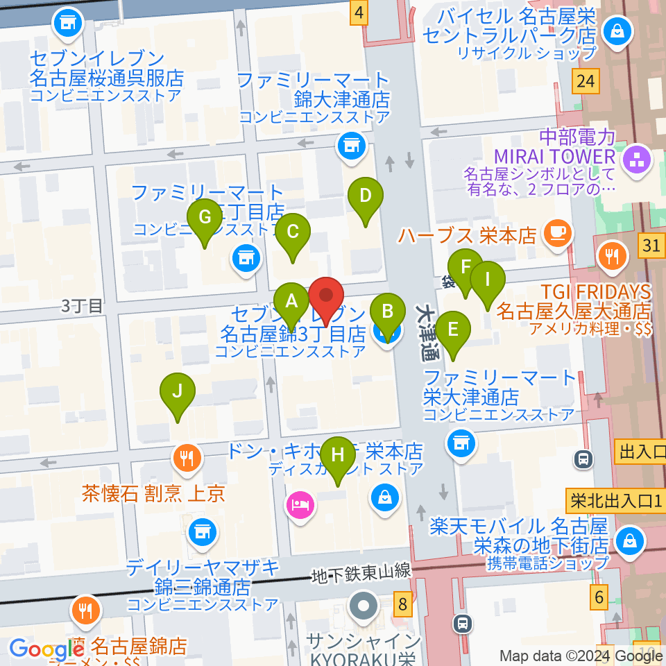 名古屋ケントス周辺のホテル一覧地図