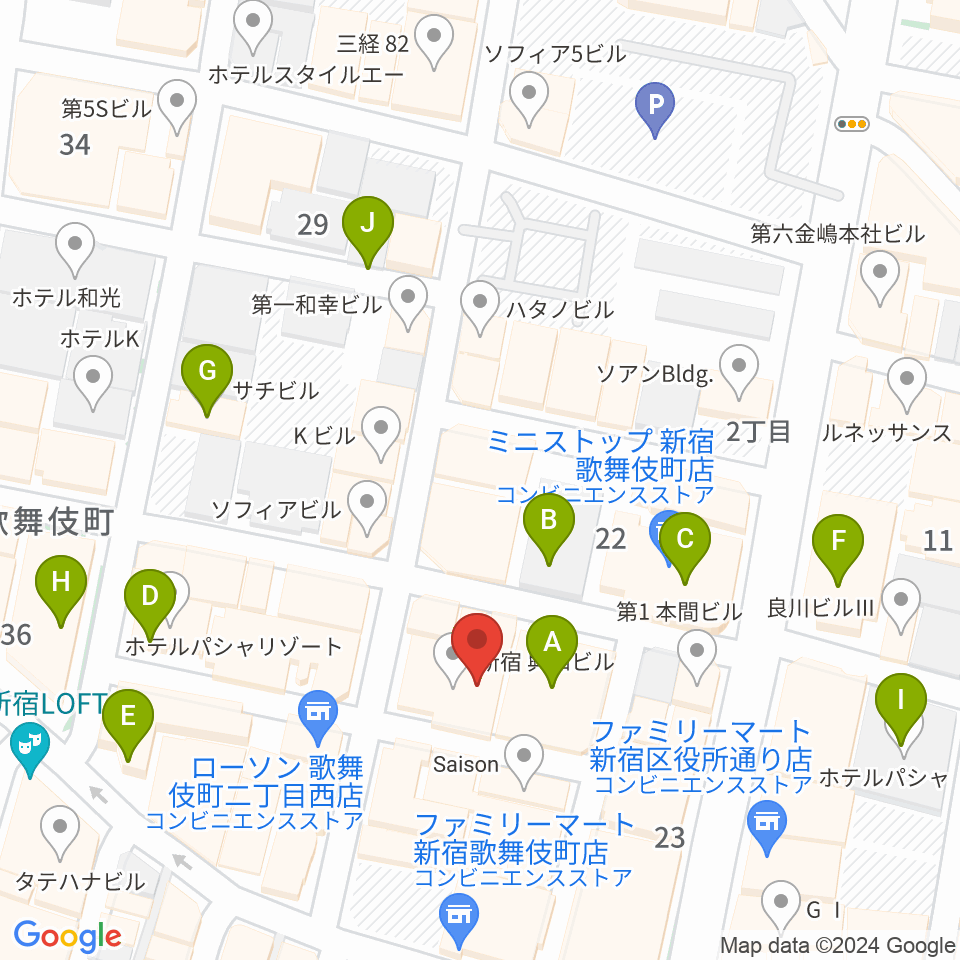 HOLIDAY SHINJUKU周辺のホテル一覧地図