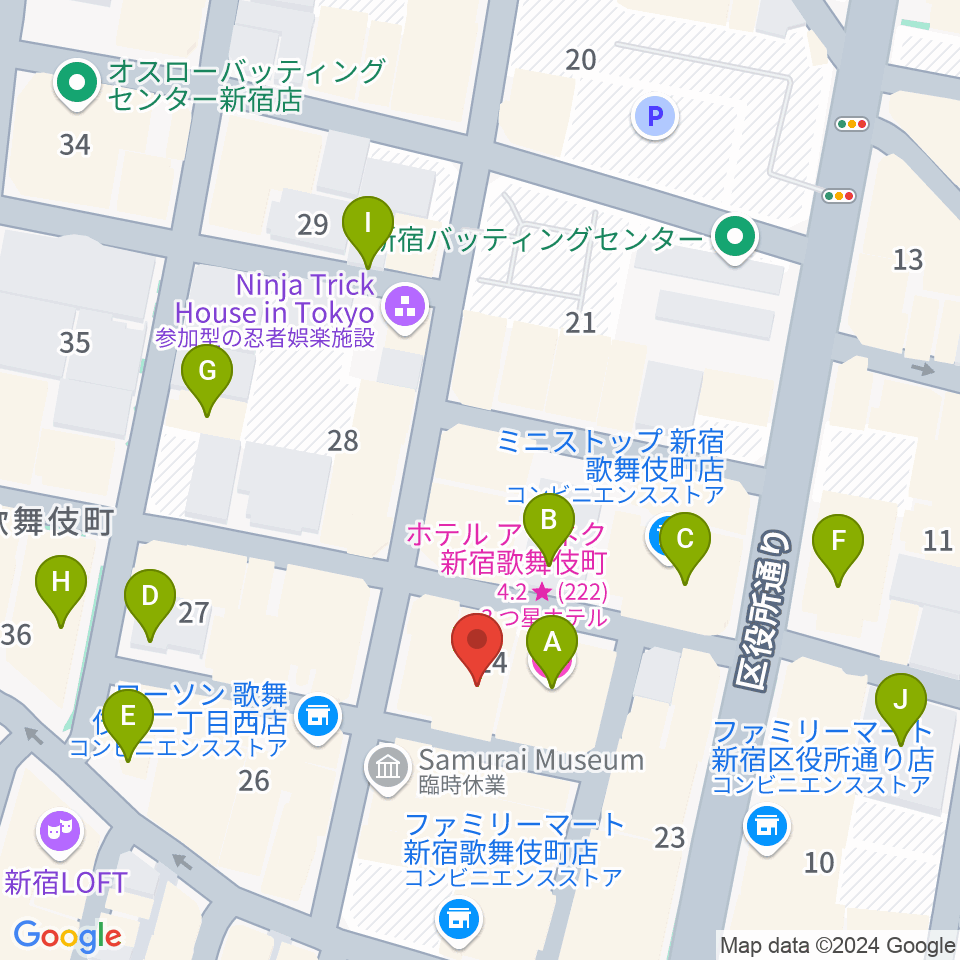 HOLIDAY SHINJUKU周辺のホテル一覧地図