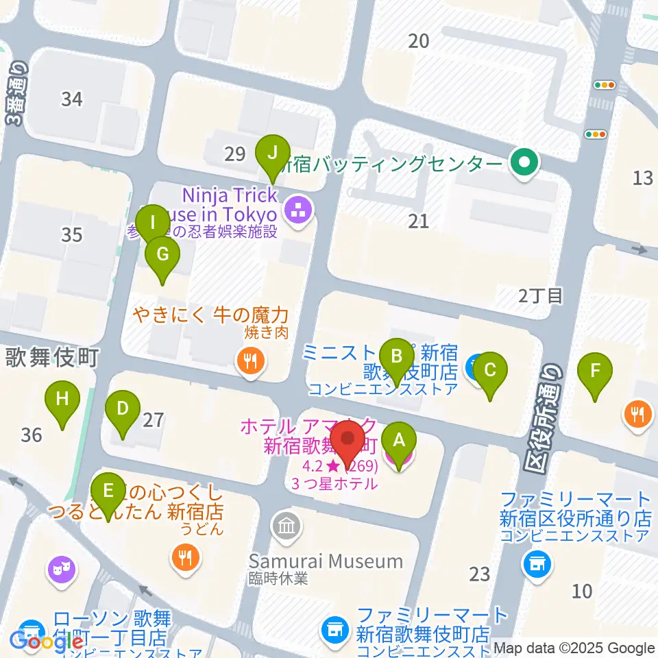 HOLIDAY SHINJUKU周辺のホテル一覧地図