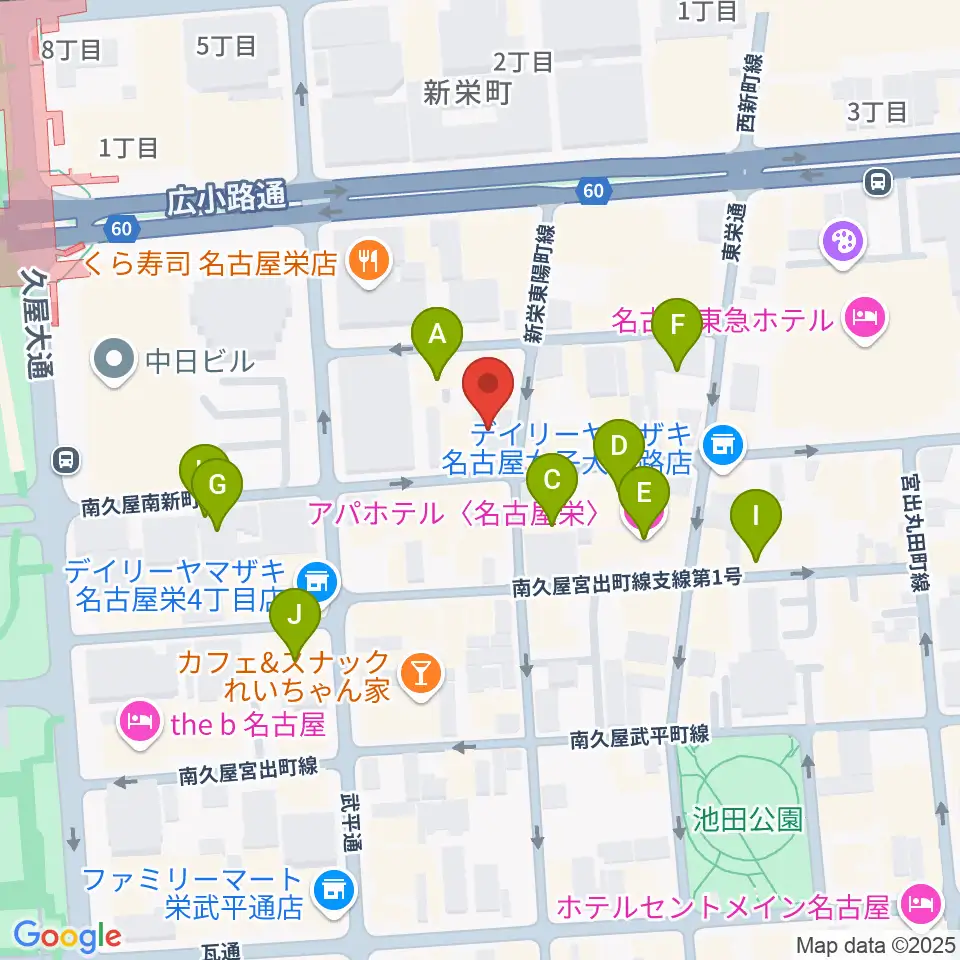 名古屋JB’S周辺のホテル一覧地図