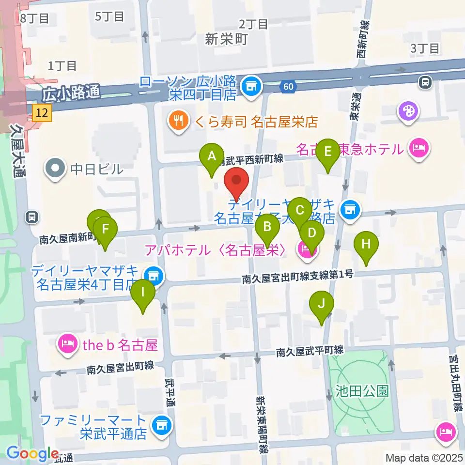 名古屋JB’S周辺のホテル一覧地図