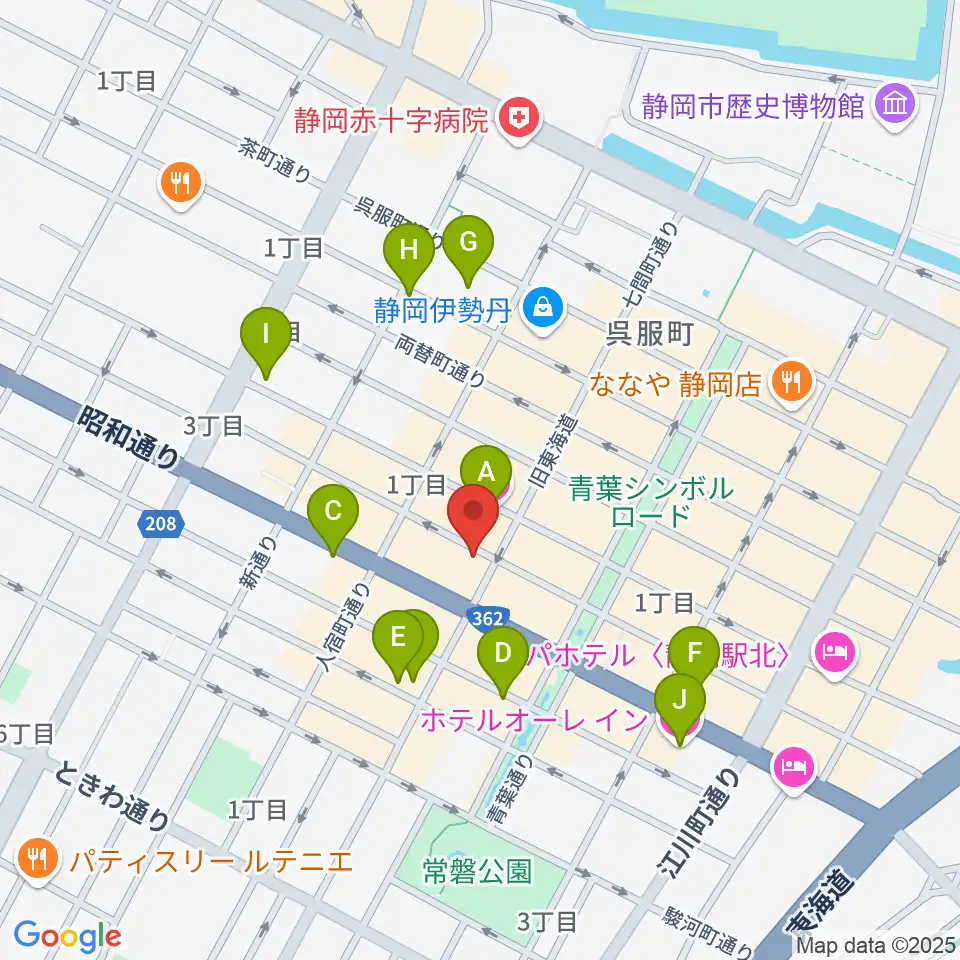 静岡UHU周辺のホテル一覧地図
