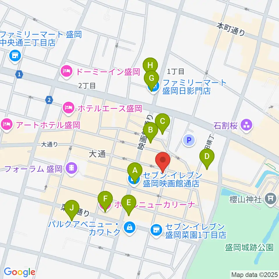 カワイ盛岡店周辺のホテル一覧地図