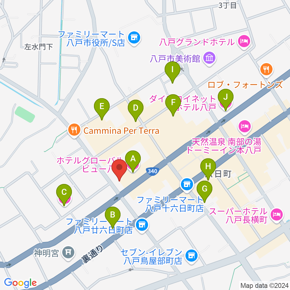 カワイ八戸ショップ周辺のホテル一覧地図