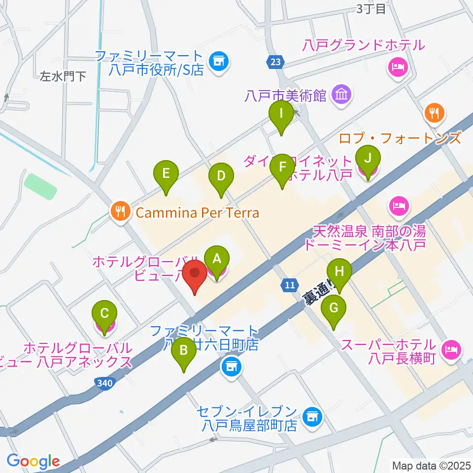 カワイ八戸ショップ周辺のホテル一覧地図