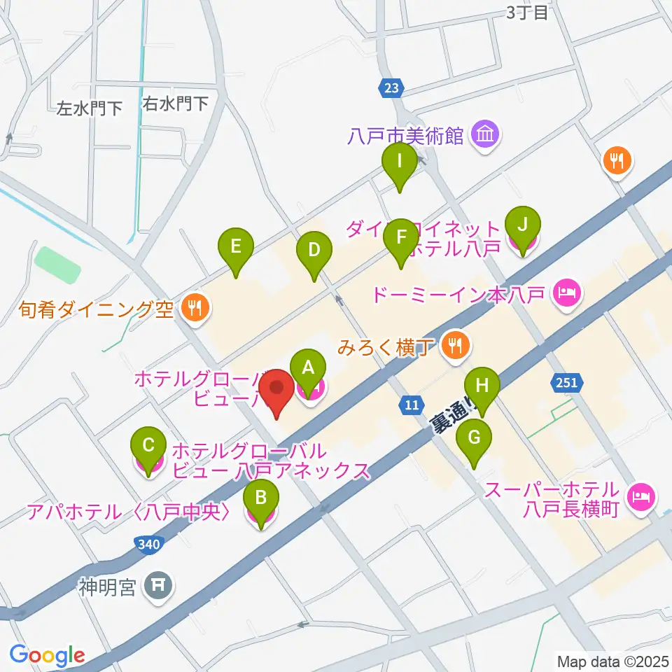 カワイ八戸ショップ周辺のホテル一覧地図