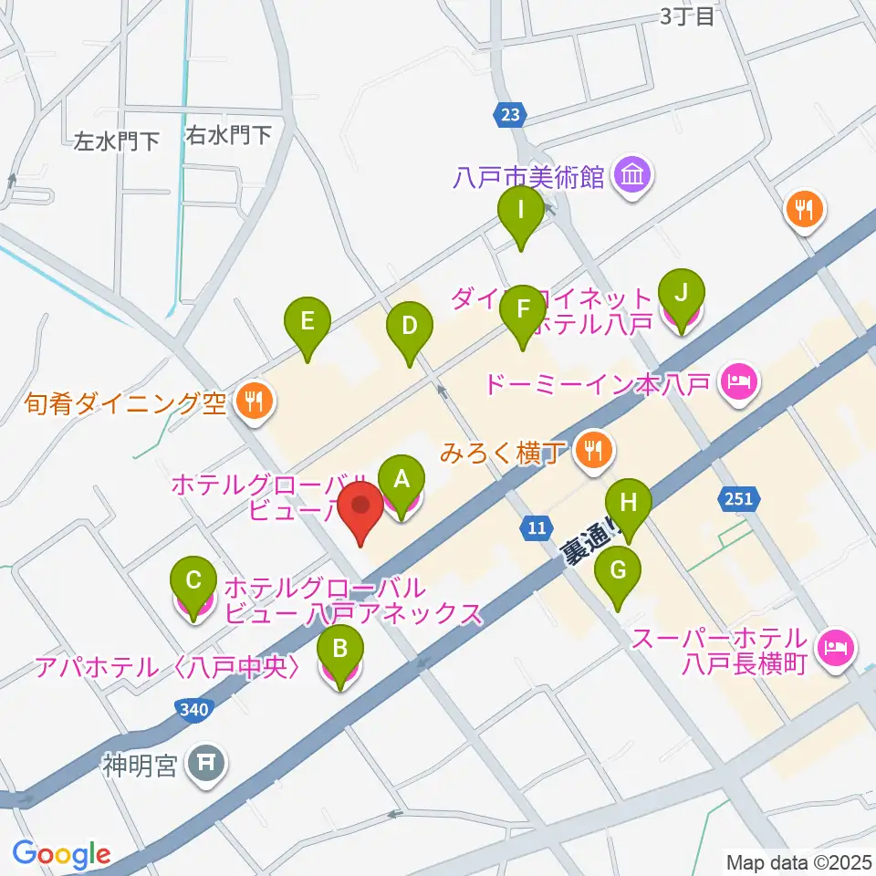カワイ八戸ショップ周辺のホテル一覧地図