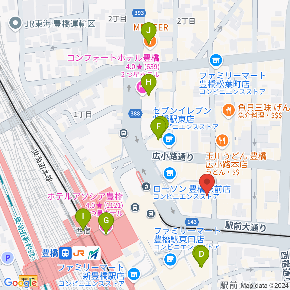 豊橋club KNOT周辺のホテル一覧地図