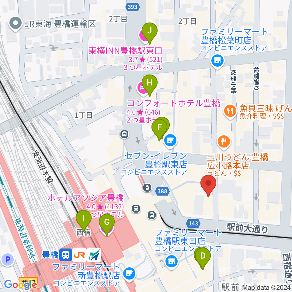 豊橋club KNOT周辺のホテル一覧地図