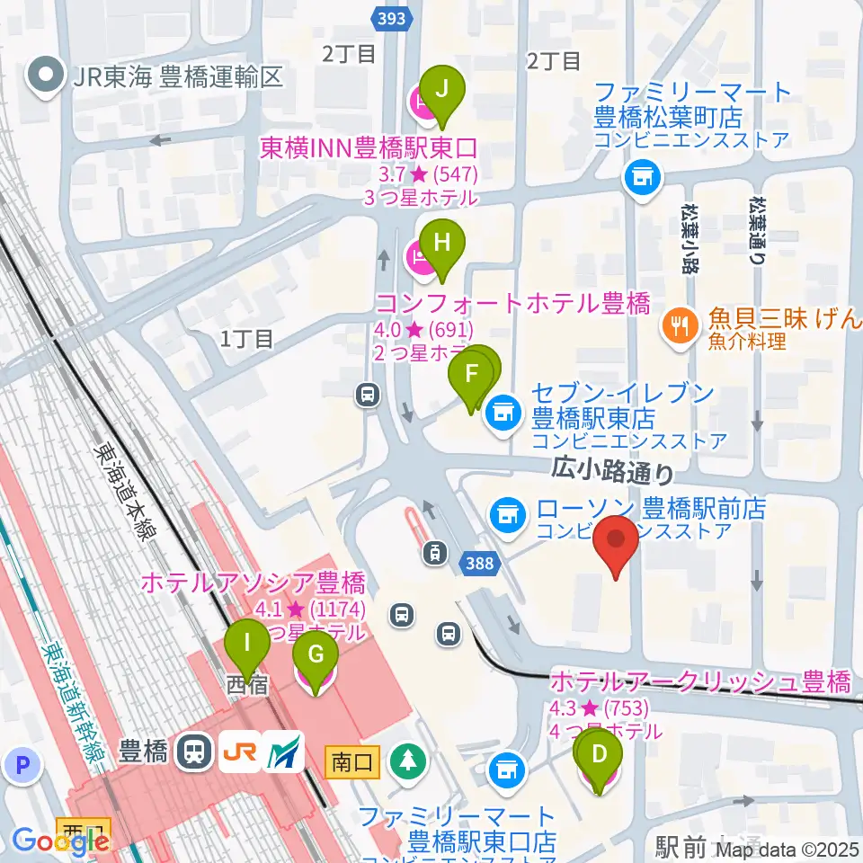 豊橋club KNOT周辺のホテル一覧地図