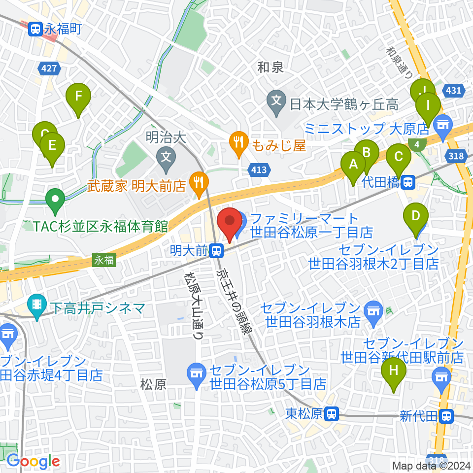ガードアイランドスタジオ明大前店周辺のホテル一覧地図