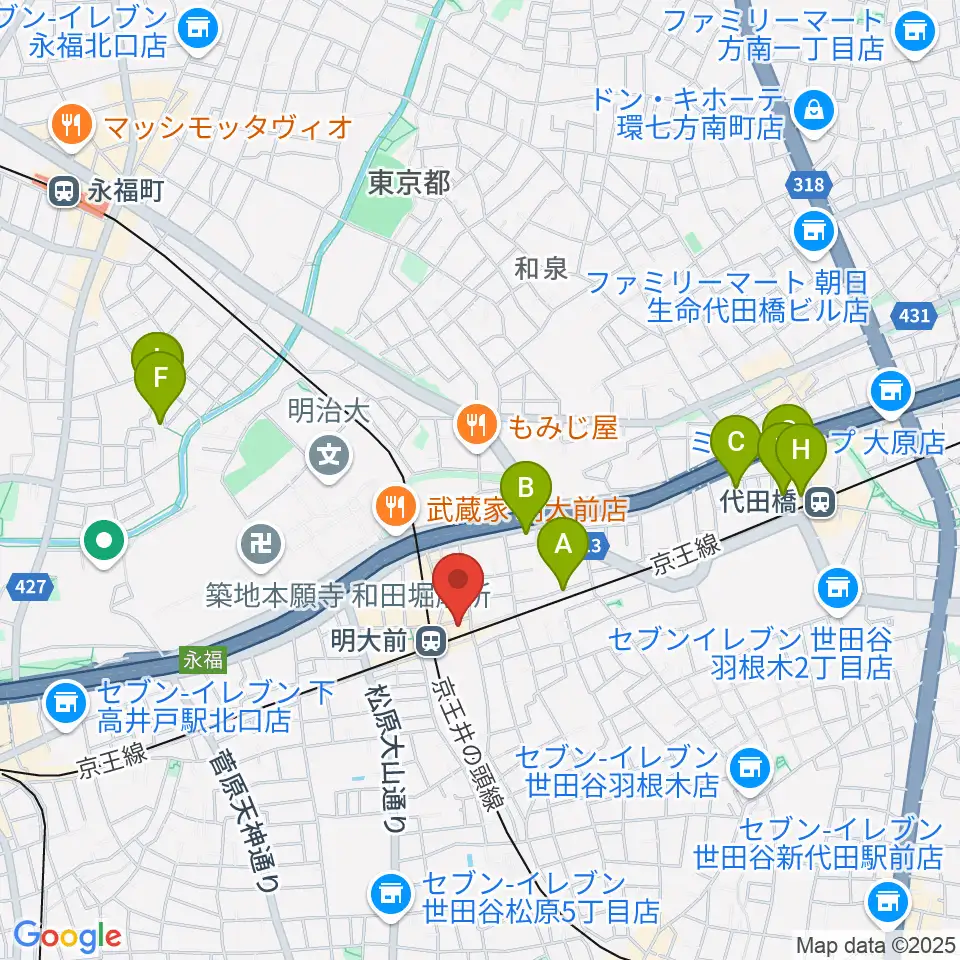 ガードアイランドスタジオ明大前店周辺のホテル一覧地図