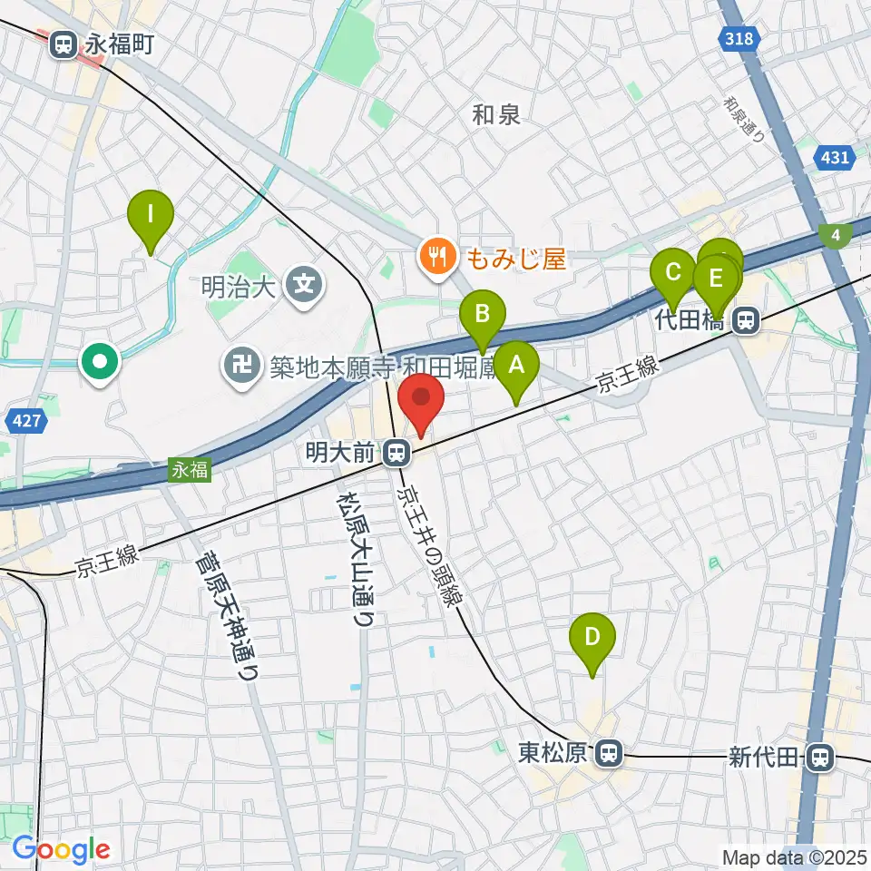 ガードアイランドスタジオ明大前店周辺のホテル一覧地図