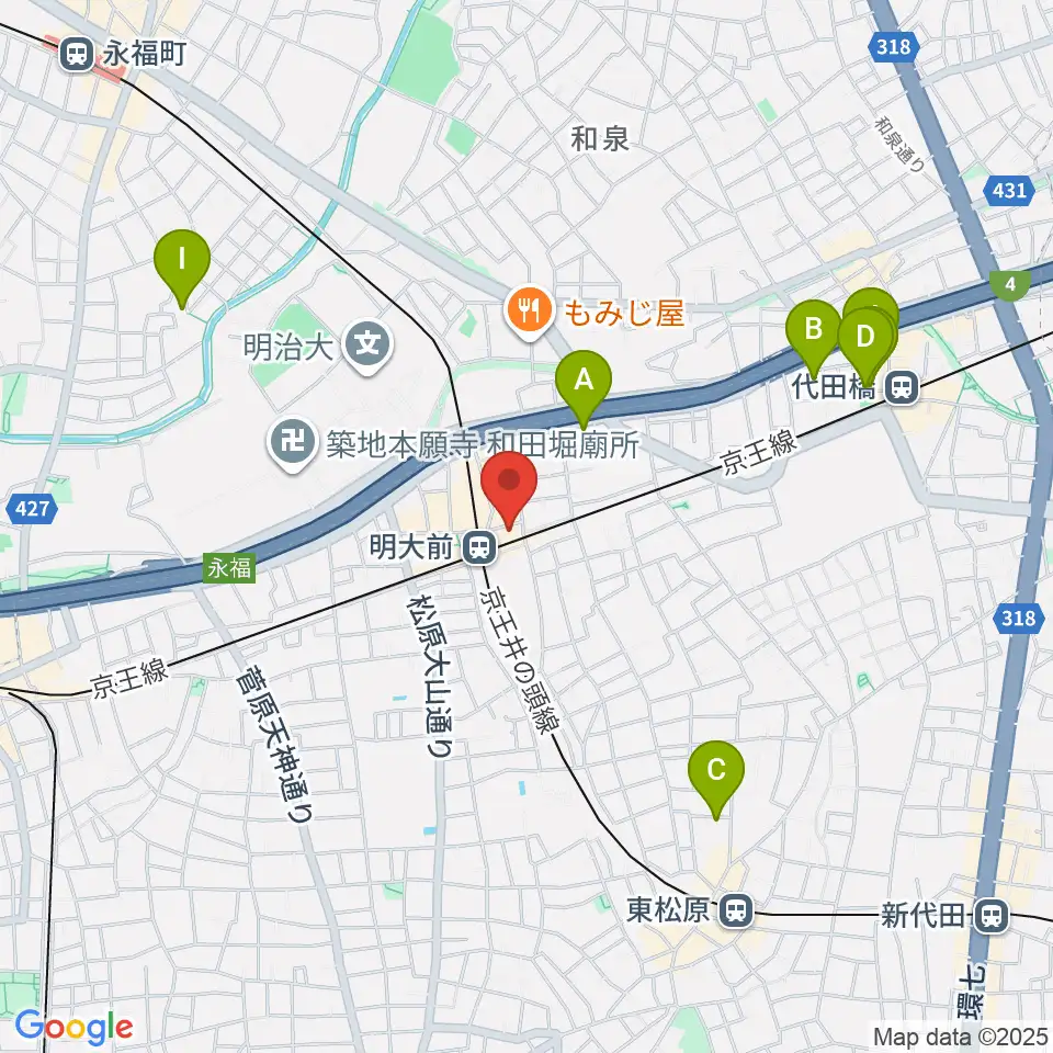 ガードアイランドスタジオ明大前店周辺のホテル一覧地図