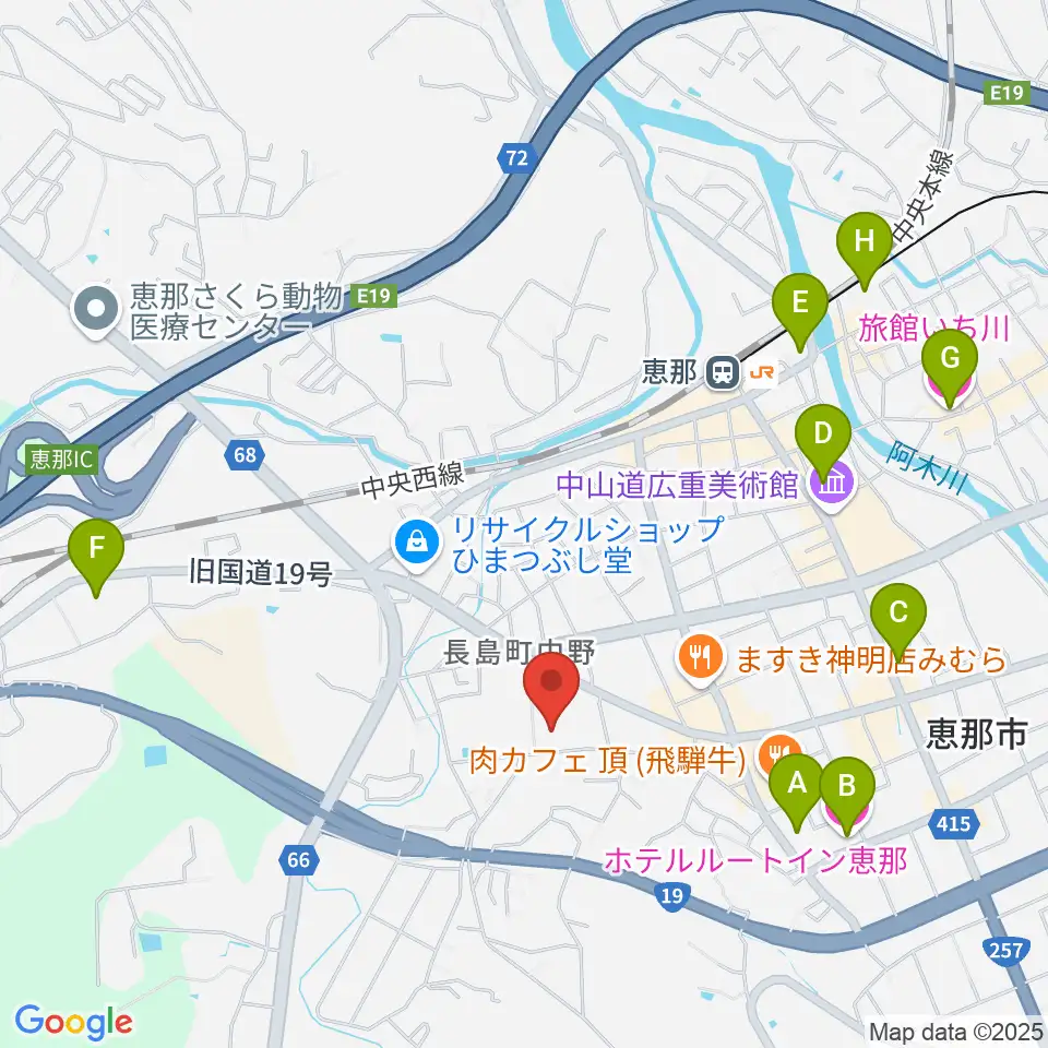 恵那文化センター周辺のホテル一覧地図