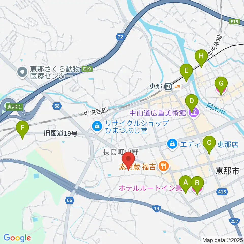 恵那文化センター周辺のホテル一覧地図