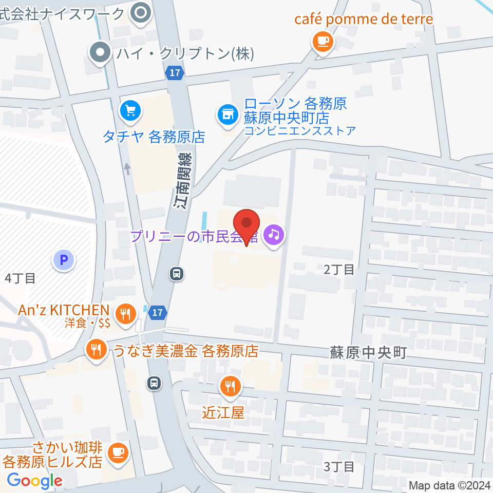 プリニーの市民会館周辺のホテル一覧地図