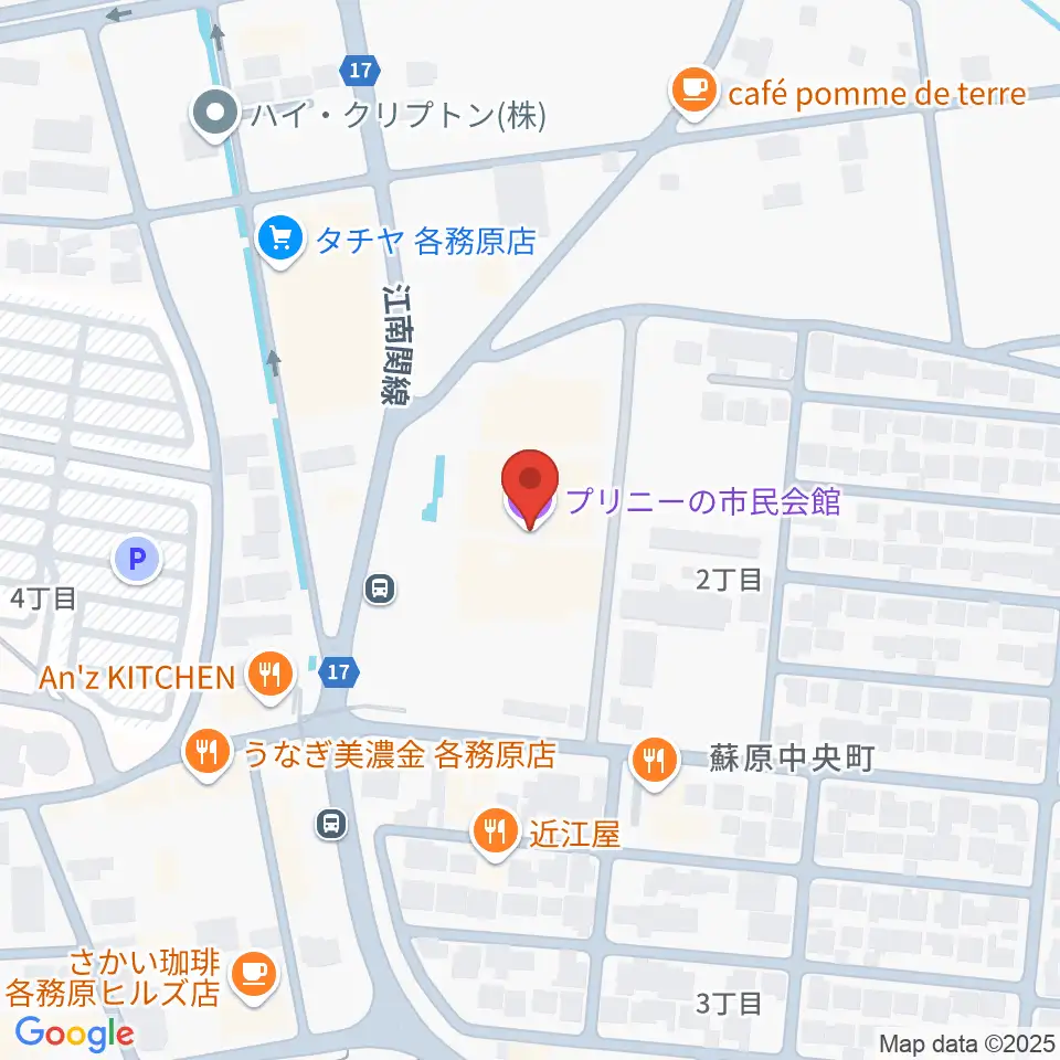 プリニーの市民会館周辺のホテル一覧地図
