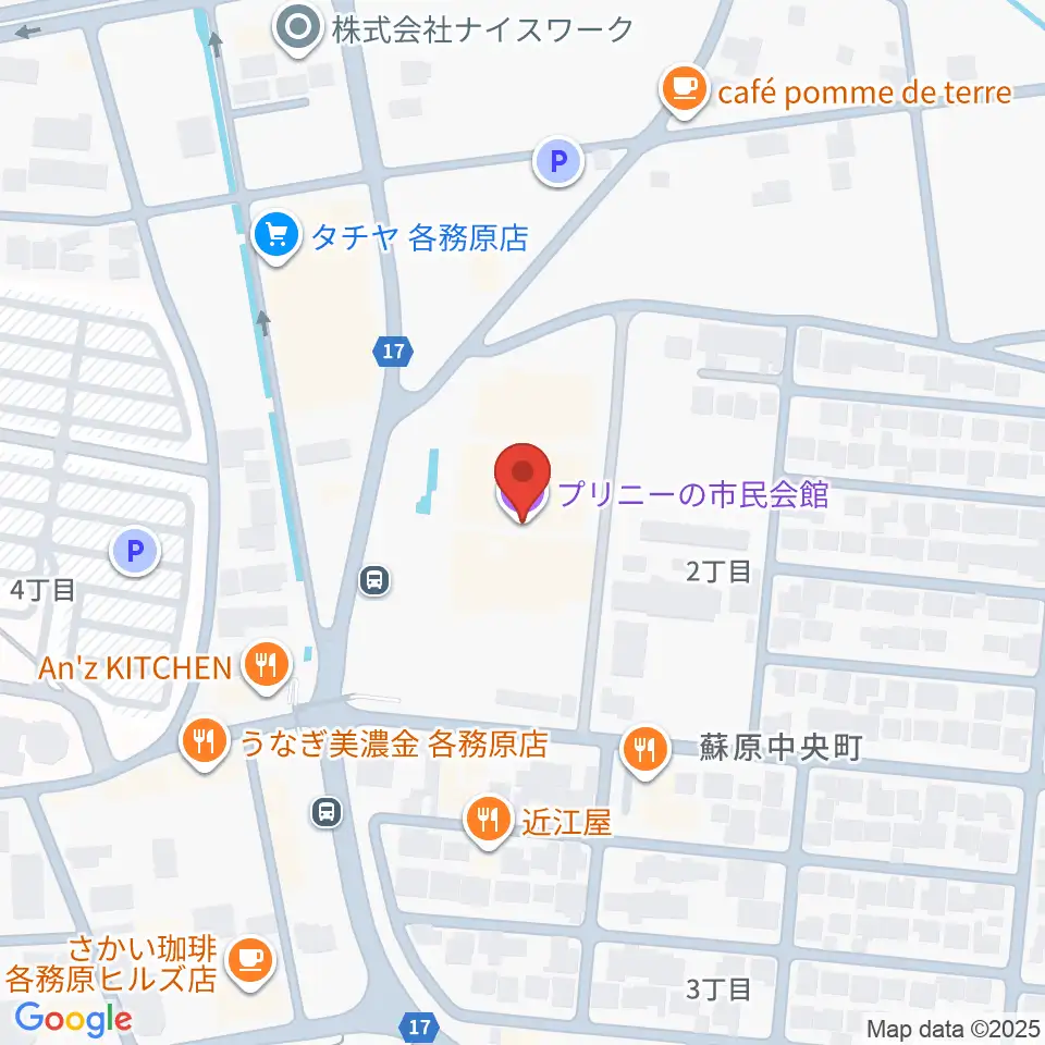 プリニーの市民会館周辺のホテル一覧地図