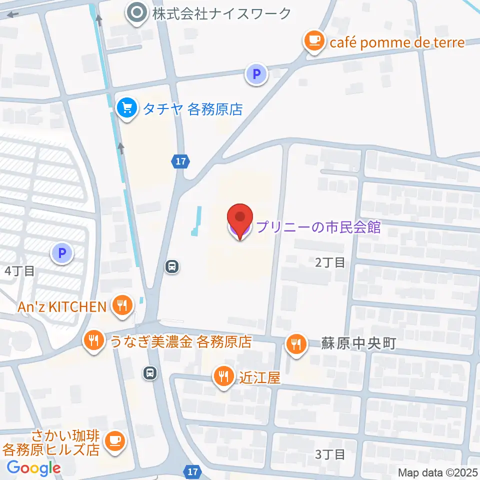 プリニーの市民会館周辺のホテル一覧地図
