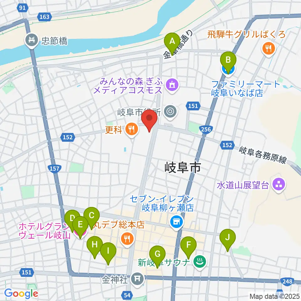 ぎふしんフォーラム周辺のホテル一覧地図
