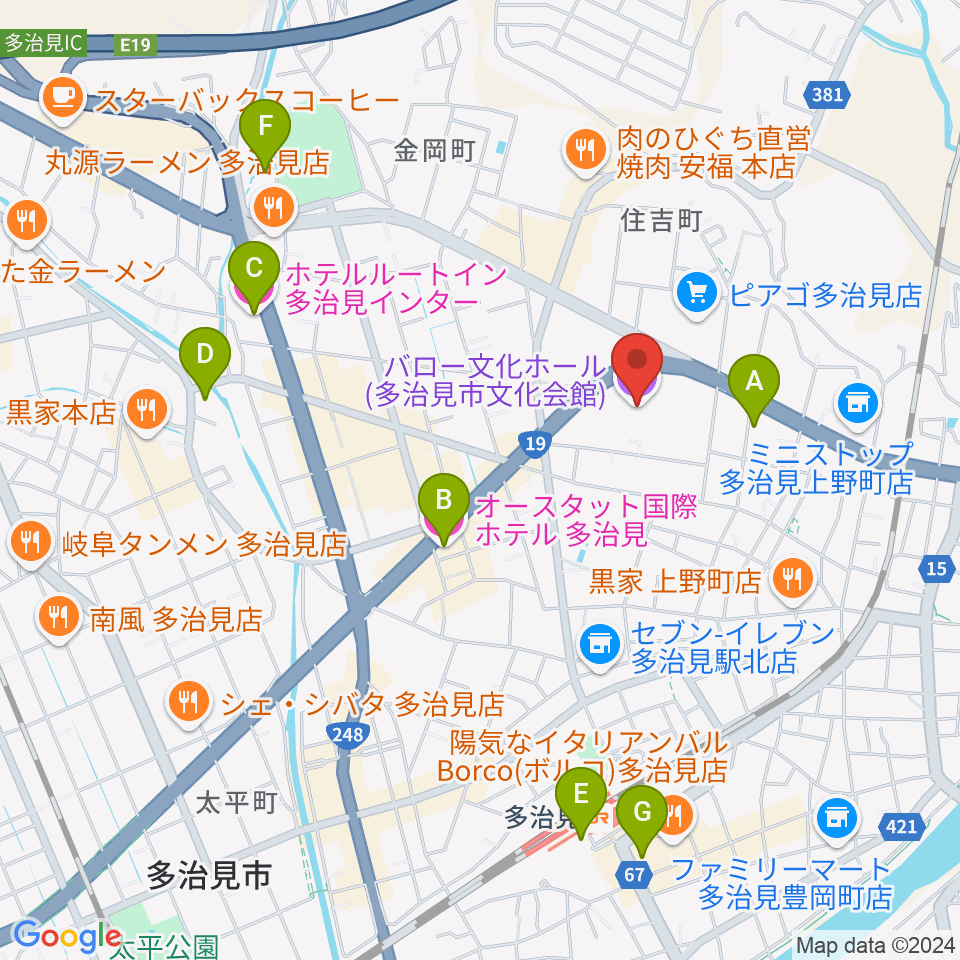 バロー文化ホール周辺のホテル一覧地図