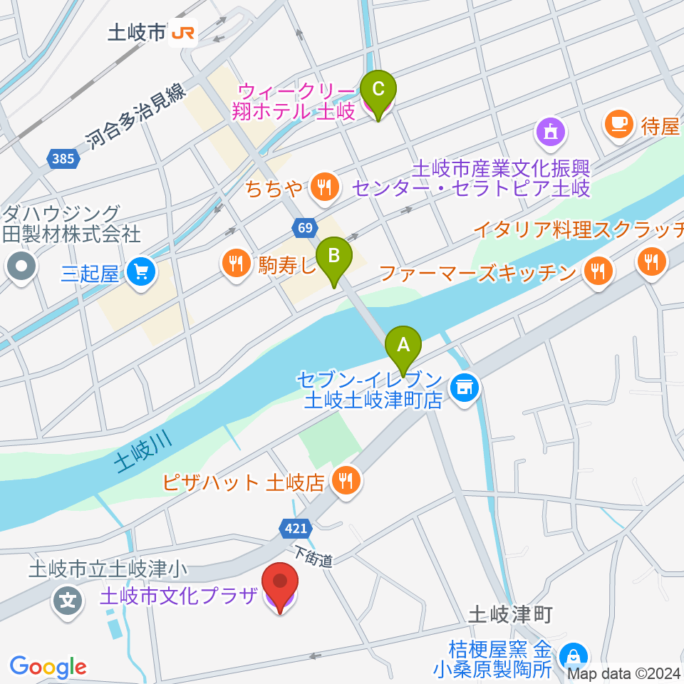 土岐市文化プラザ周辺のホテル一覧地図