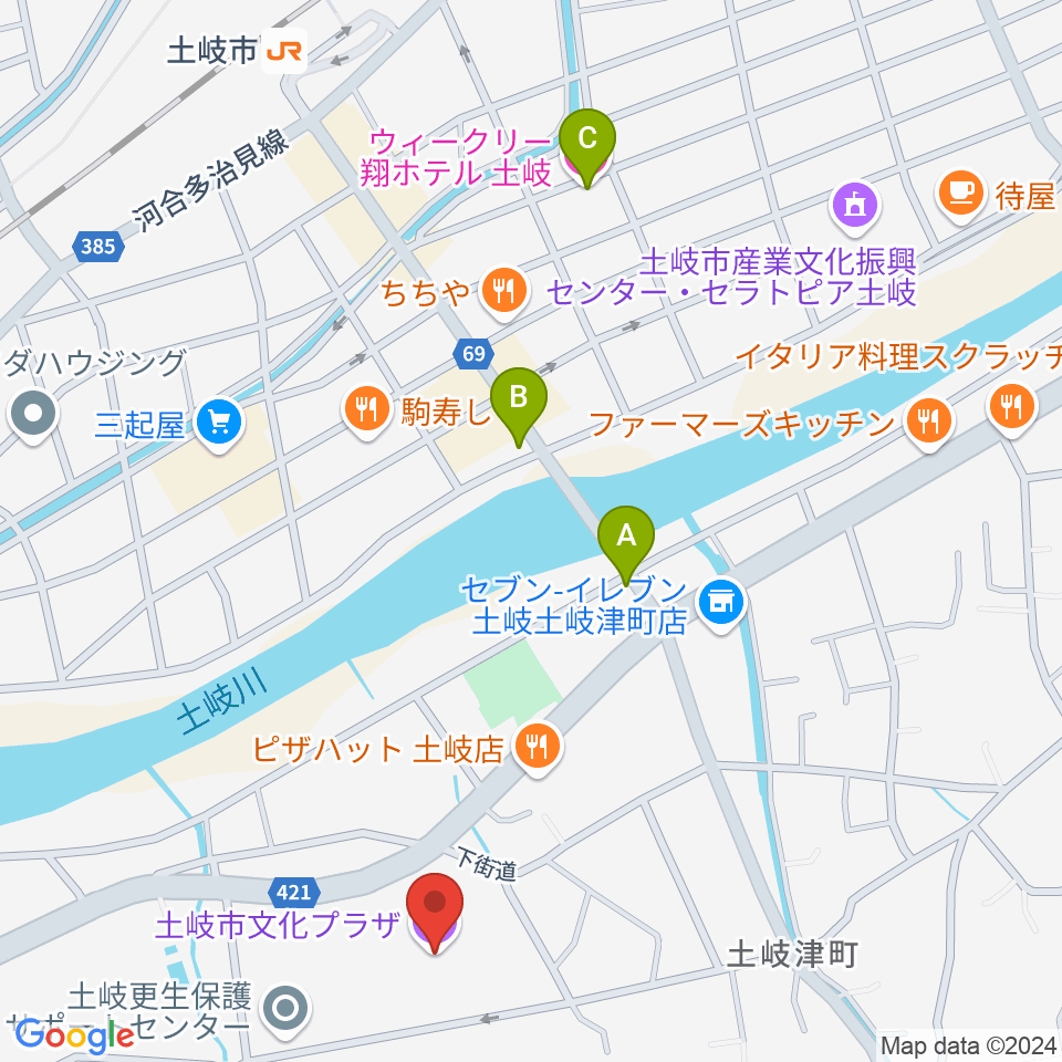 土岐市文化プラザ周辺のホテル一覧地図