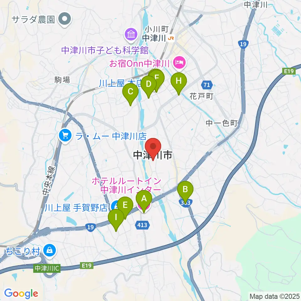 中津川文化会館周辺のホテル一覧地図