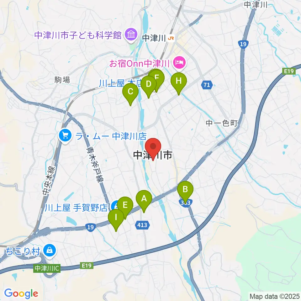 中津川文化会館周辺のホテル一覧地図